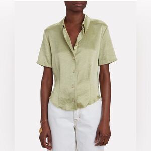 Nanushka Clare Green Satin Top Size Large